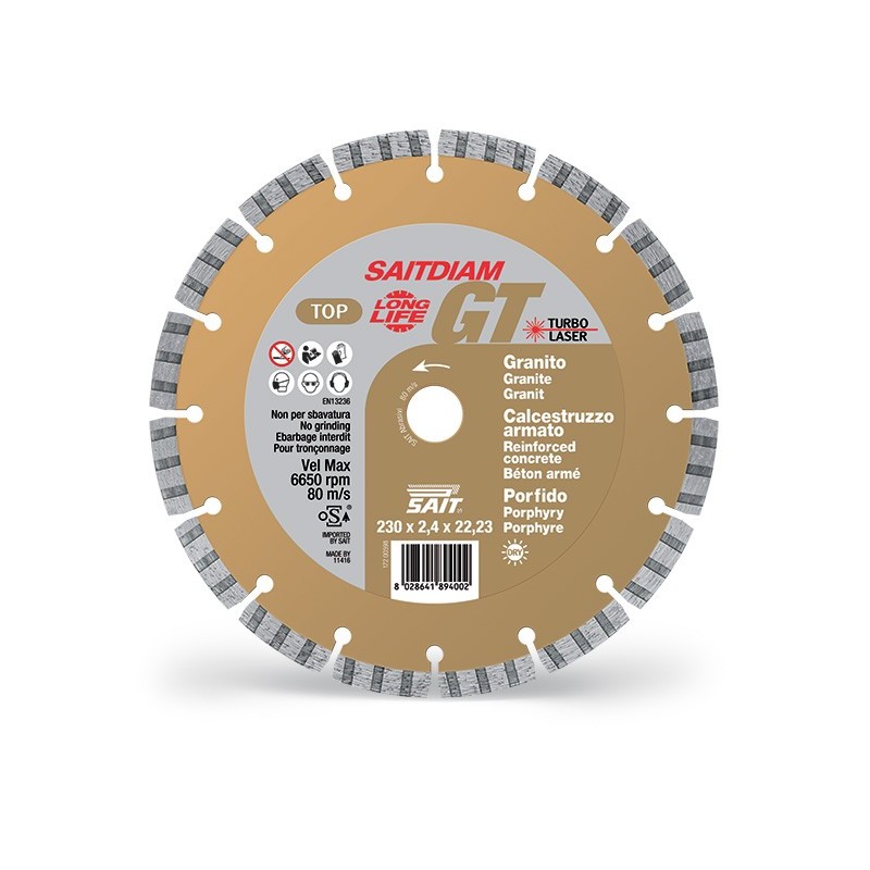 SAIT Abrasivi Saitdiam Laser GT, Turbo, TOP, por Granitos, Cimento, Pórfiro